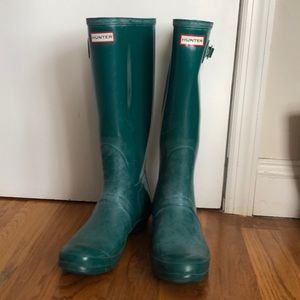 Women’s tall teal Hunter boots, sz 11